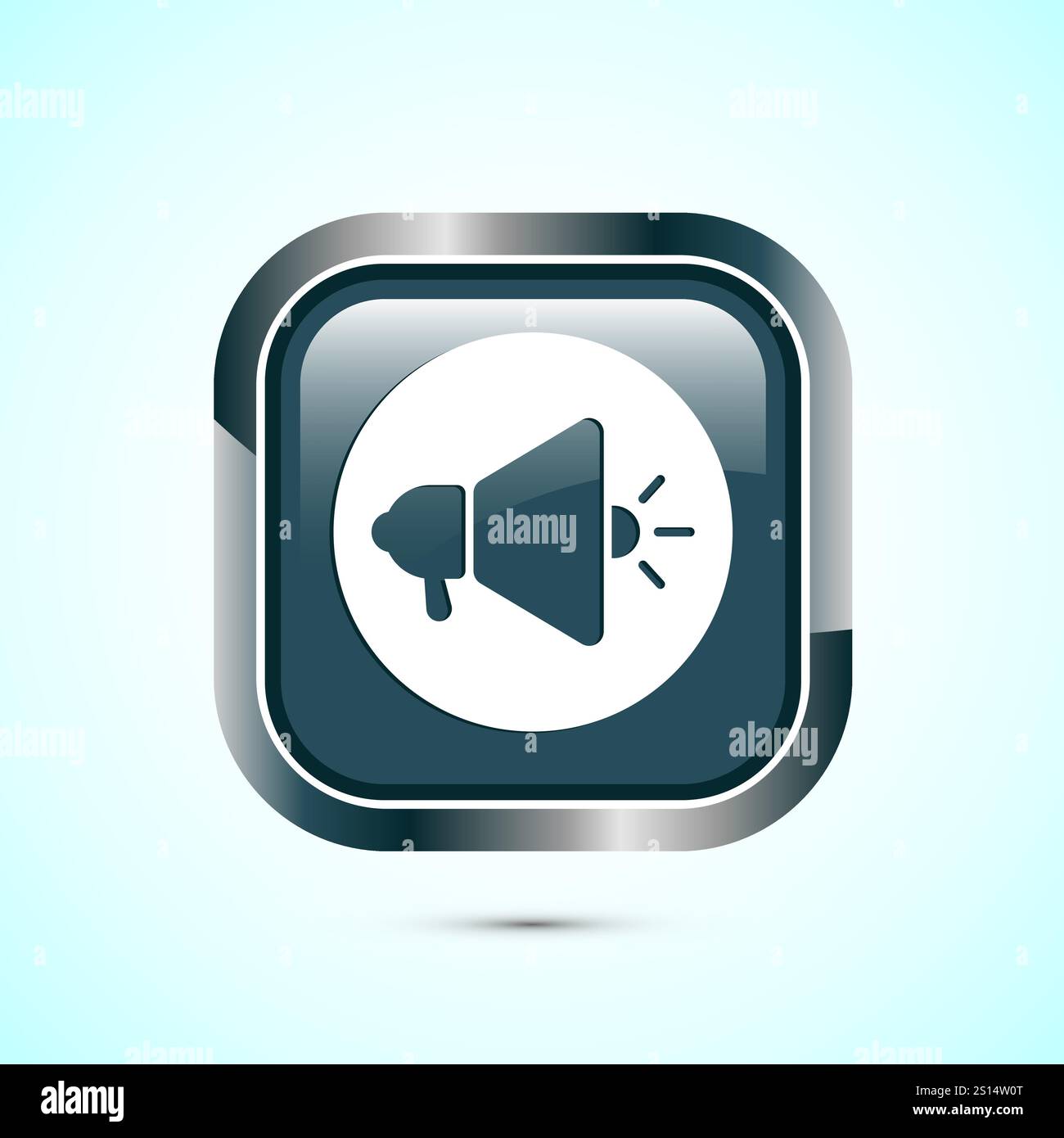 Megaphone-Symbol-Design-Illustration, Lautsprechersymbol, Rufzeichen. Schaltflächendesign Stock Vektor