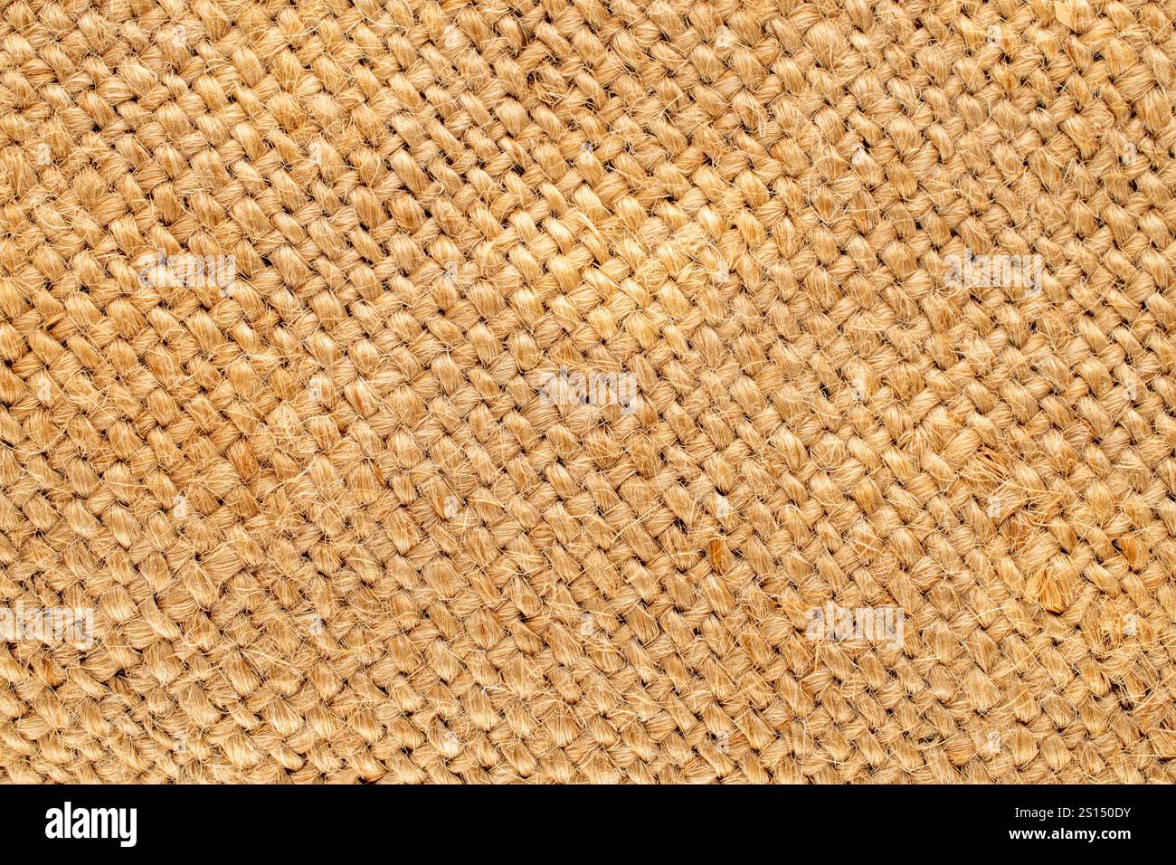 Ein Stück Jute-Tuch, Makro, Draufsicht. Stockfoto