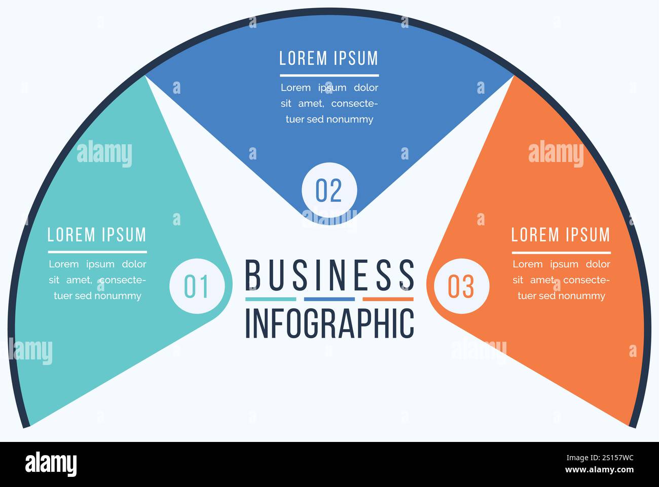 Infografik Business Design 3 Schritte, Objekte, Elemente oder Optionen Business Information Vorlage Stock Vektor