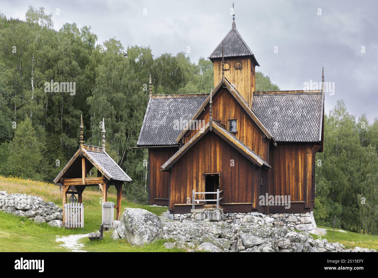 Stabkirche, Uvdal, Numedal, Norwegen, Europa Stockfoto