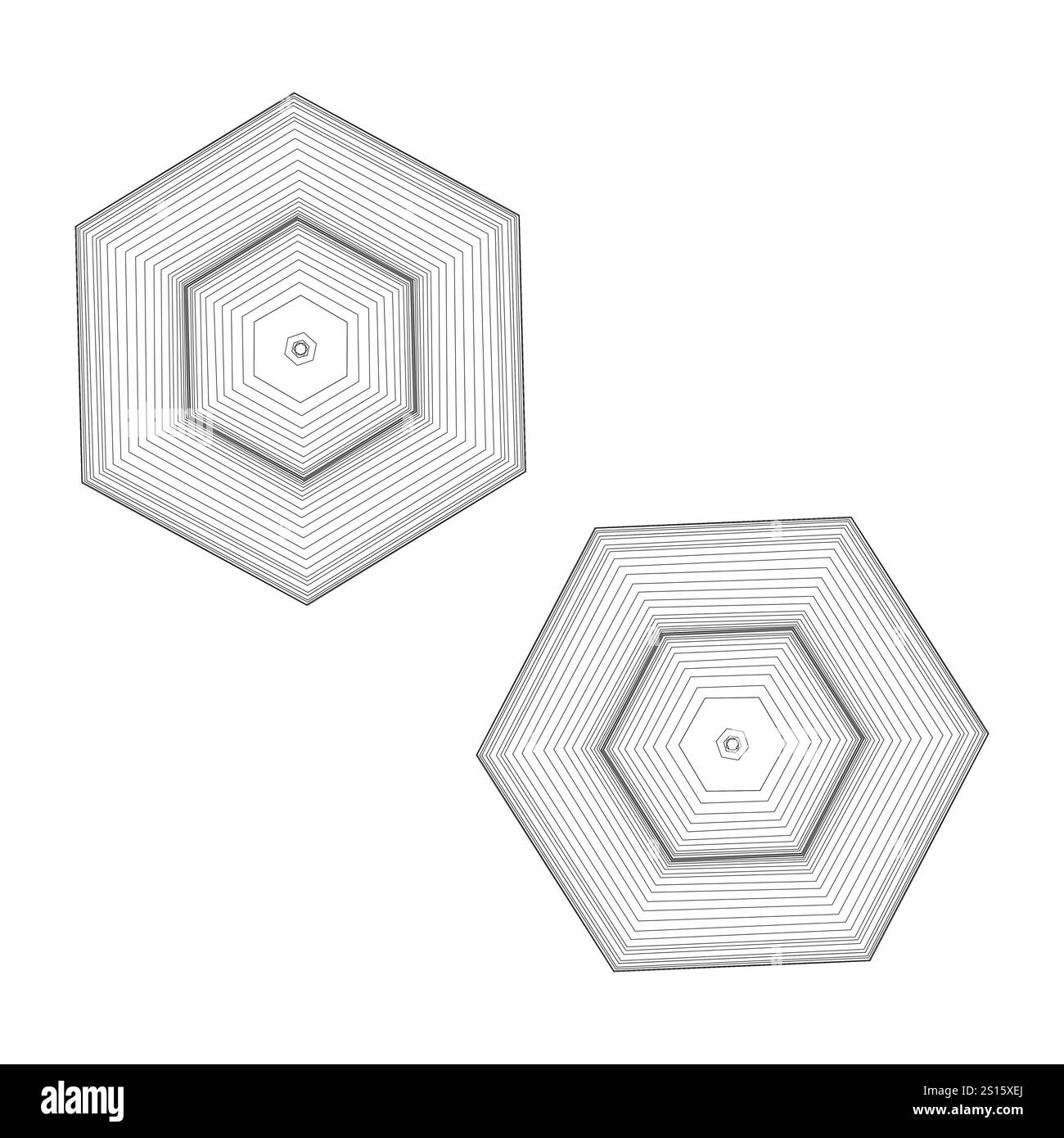 Umrissene sechseckige Formen. Minimalistische Vektorformen. Schwarze Liniengeometrie. Abstraktes Sechseckmuster. Stock Vektor