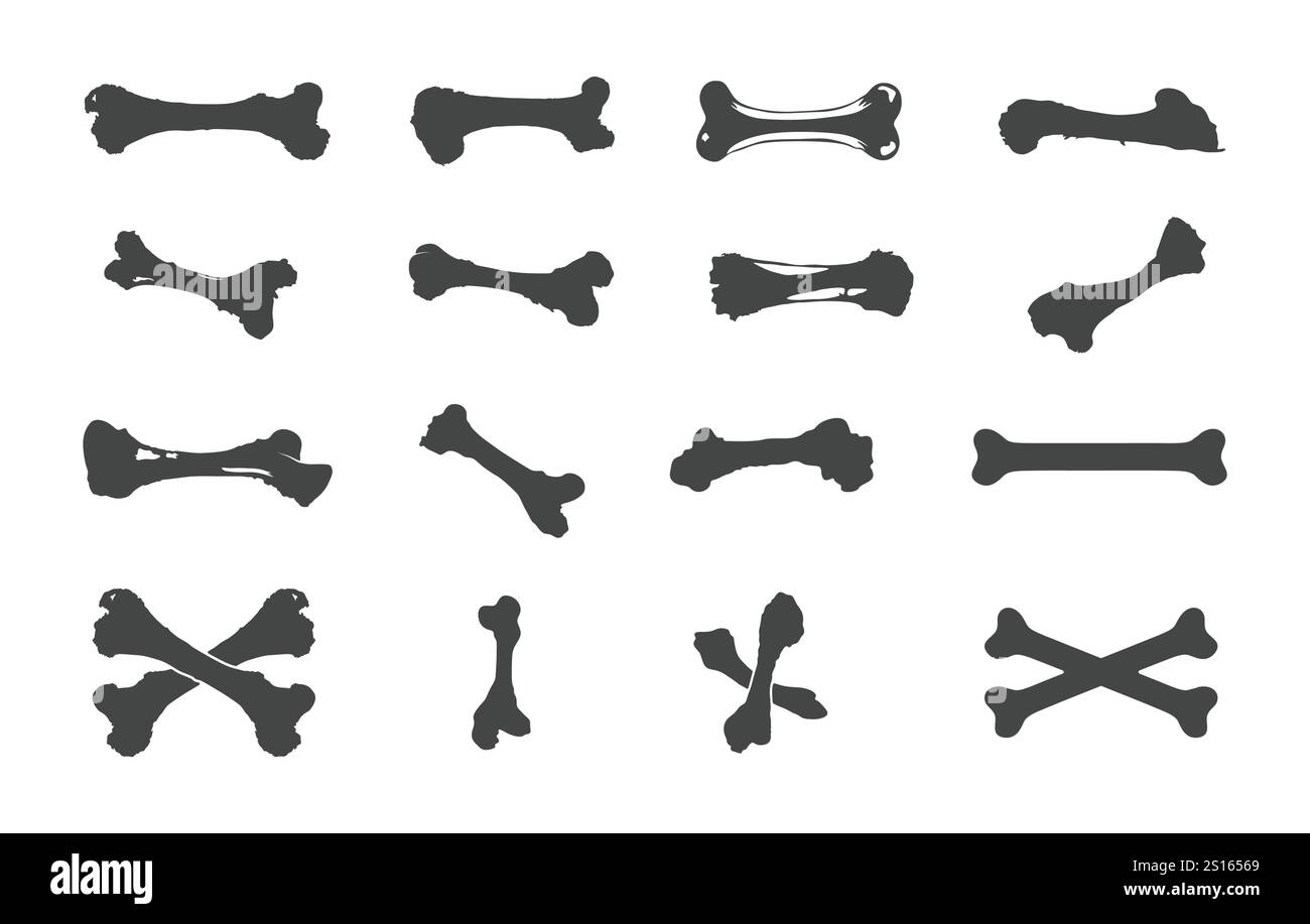 Hund Knochen Silhouetten, Hund Knochen Clipart, Hund getan Vektor Symbol, Knochen Silhouette, Hund Knochen Vektor Bundle. Stock Vektor