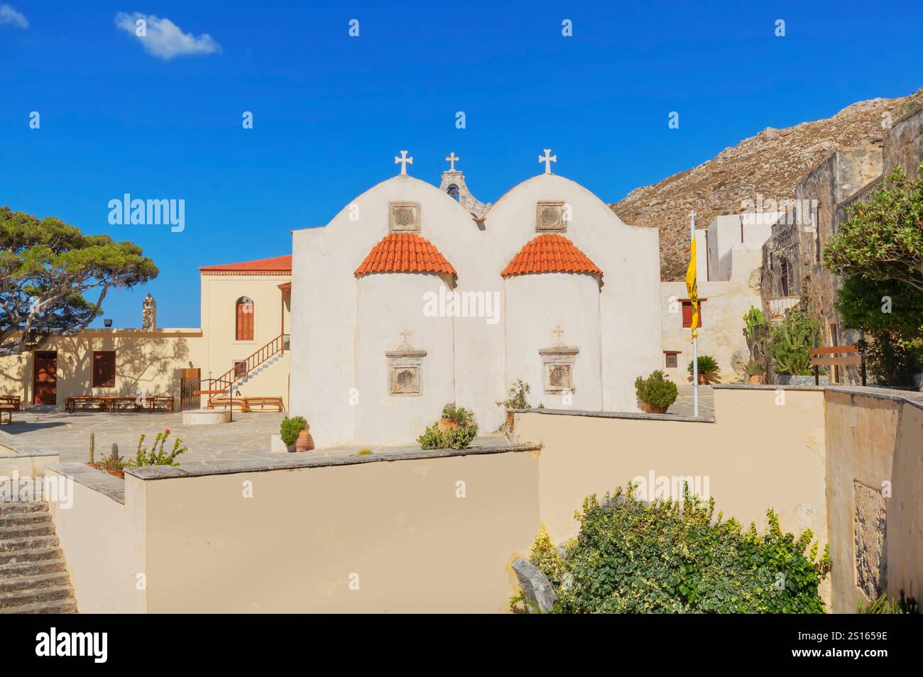 Kloster Moni Preveli, Preveli, Rethymno, Kreta, griechische Inseln, Griechenland Stockfoto