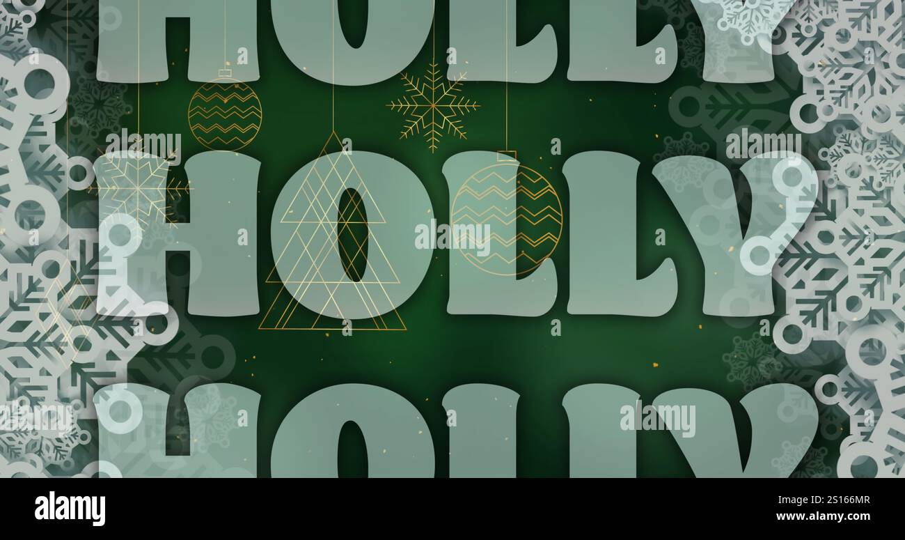Abbildung des Textes für weihnachtsgrüße über dem weihnachtsmuster Stockfoto