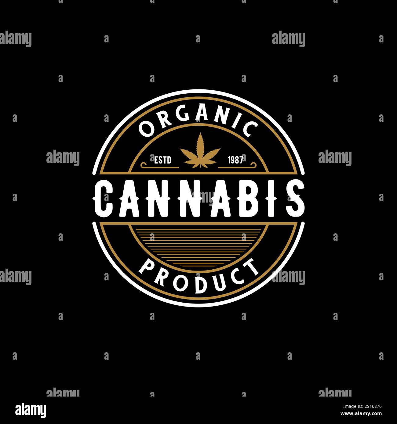 Elegante Vintage Retro Abzeichen Label Emblem Cannabis Logo Design Vektor Stock Vektor