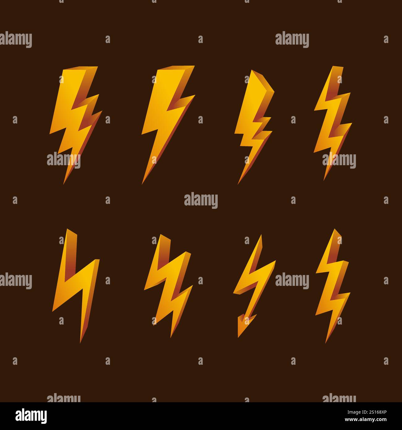 3D Lightning Symbol Sammlung Stock Vektor