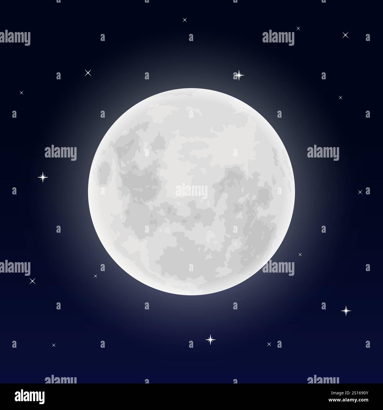 Vollmond-Illustration auf dem Hintergrund des Nachthimmels Stock Vektor
