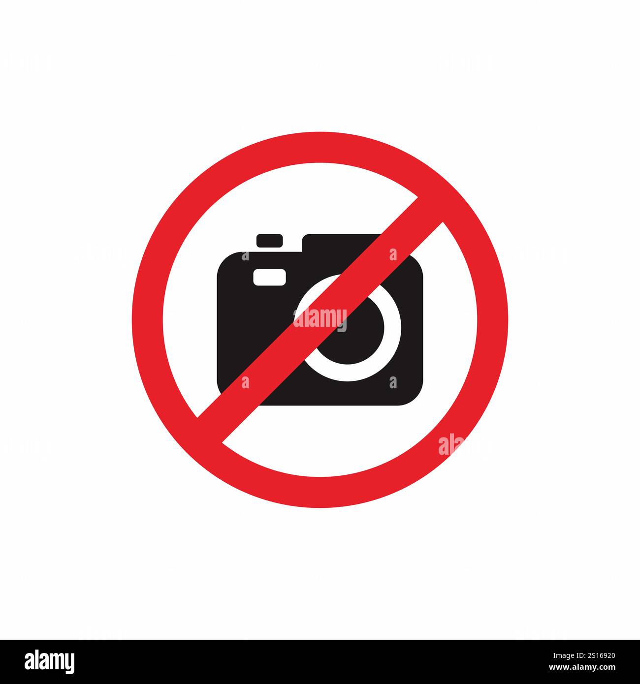 Symbol „keine Kamera erlaubt“ mit rotem Verbotszeichen Stock Vektor