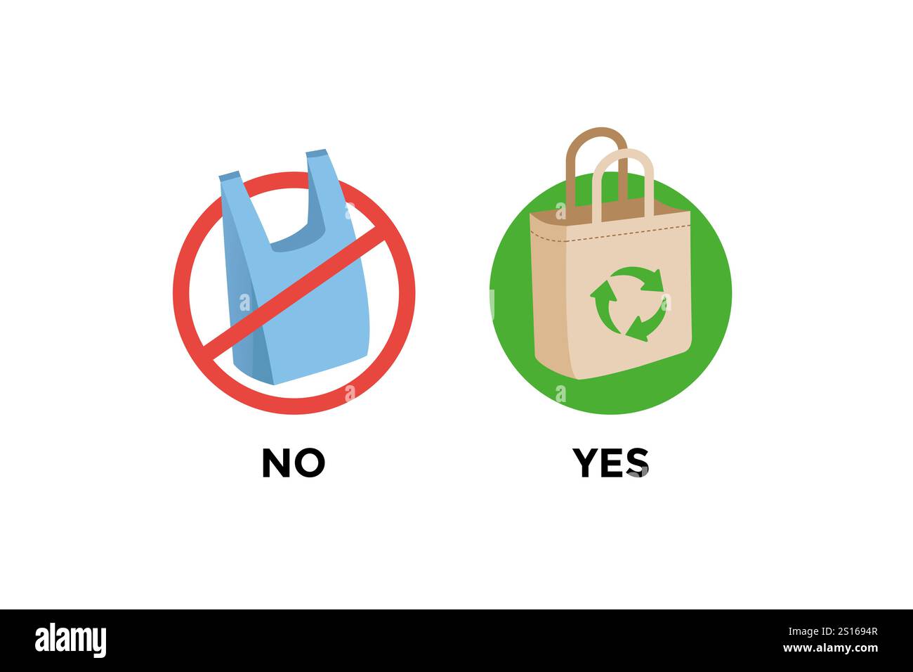 Nein zu Plastiktüten Kampagne, keine Plastiktüten Illustrationsvektor Stock Vektor