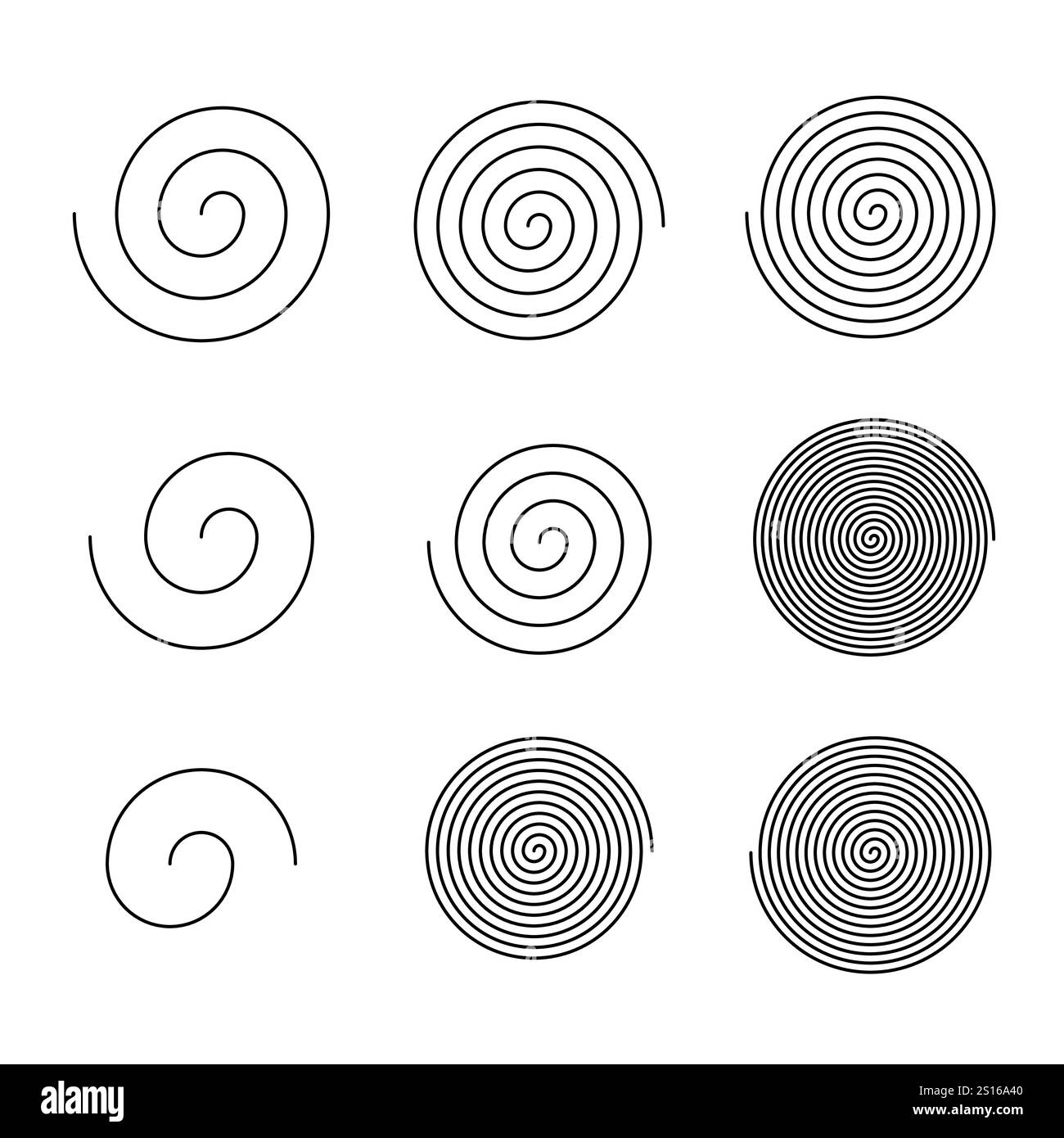 Verschiedene editierbare Spiralhub-Sammlung Stock Vektor