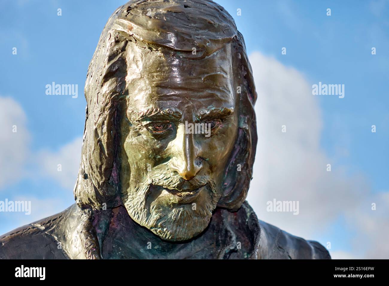 Shakespeare Skulptur in den Bancroft Gardens, Stratford upon Avon, England, Großbritannien. "Junger Wille" von Lawrence Holofcener. Stockfoto