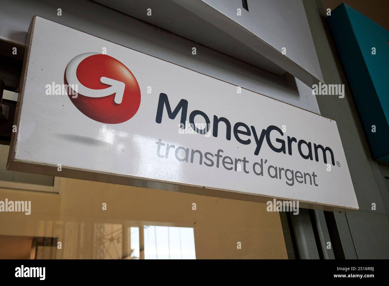 moneygram Geldtransfer Service Sign Transfer d'argent marokko Niederlassung in gueliz marrakesch, marokko Stockfoto