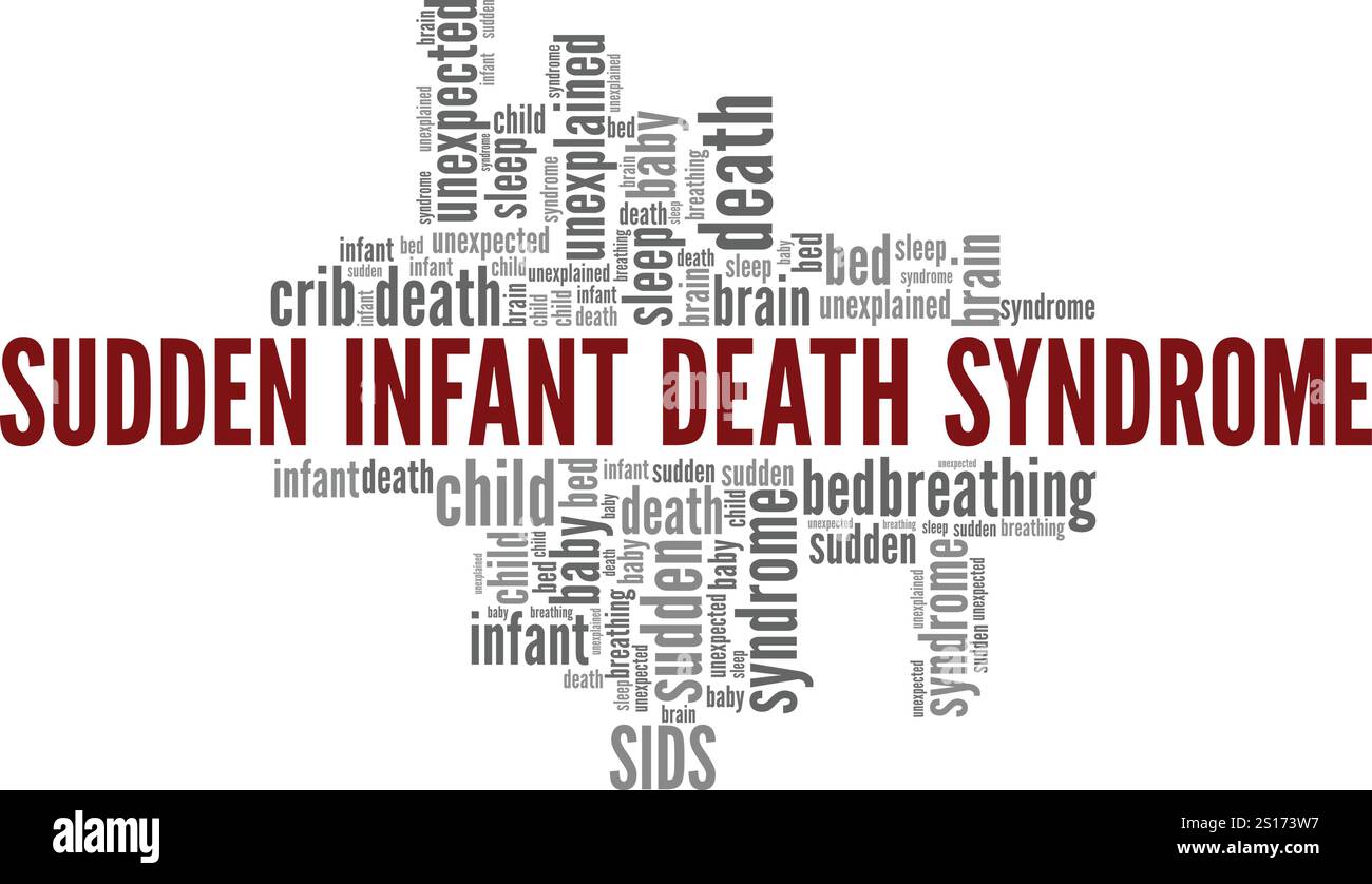 Plötzliches Kindstod-Syndrom SIDS Wortwolke konzeptionelles Design isoliert auf weißem Hintergrund. Stock Vektor