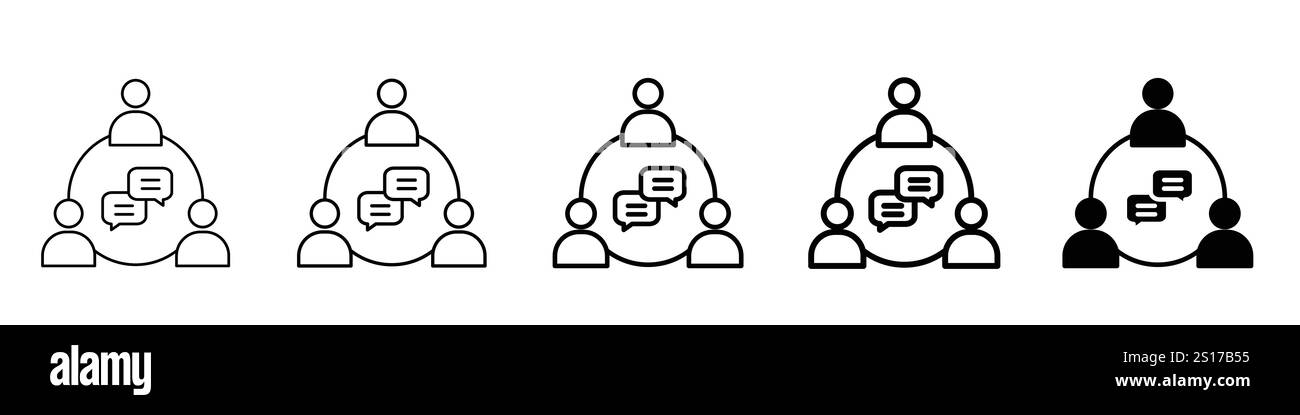 Set mit 5 Symbolen für Kommunikation – 1 Silhouette – 1 ungeschäumter Vektor – eine ausgezeichnete Sammlung von Symbolen für Business Training und Workshop in zwei verschiedenen Ständen Stock Vektor