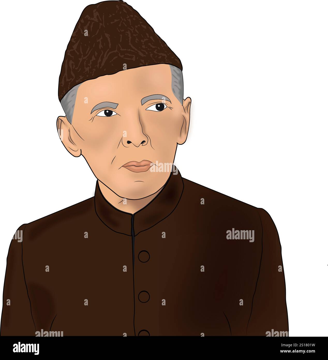 Quaid-e-Azam Pakistan Porträt Vektor Illustration isoliert. Stock Vektor