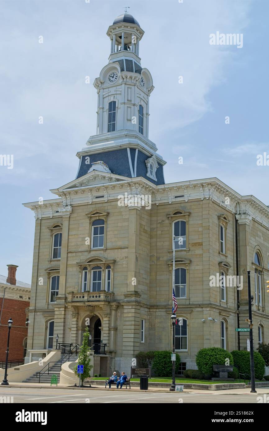 1874 Darke County Courthouse, Downtown Greenville Ohio – Mai 2023 Stockfoto