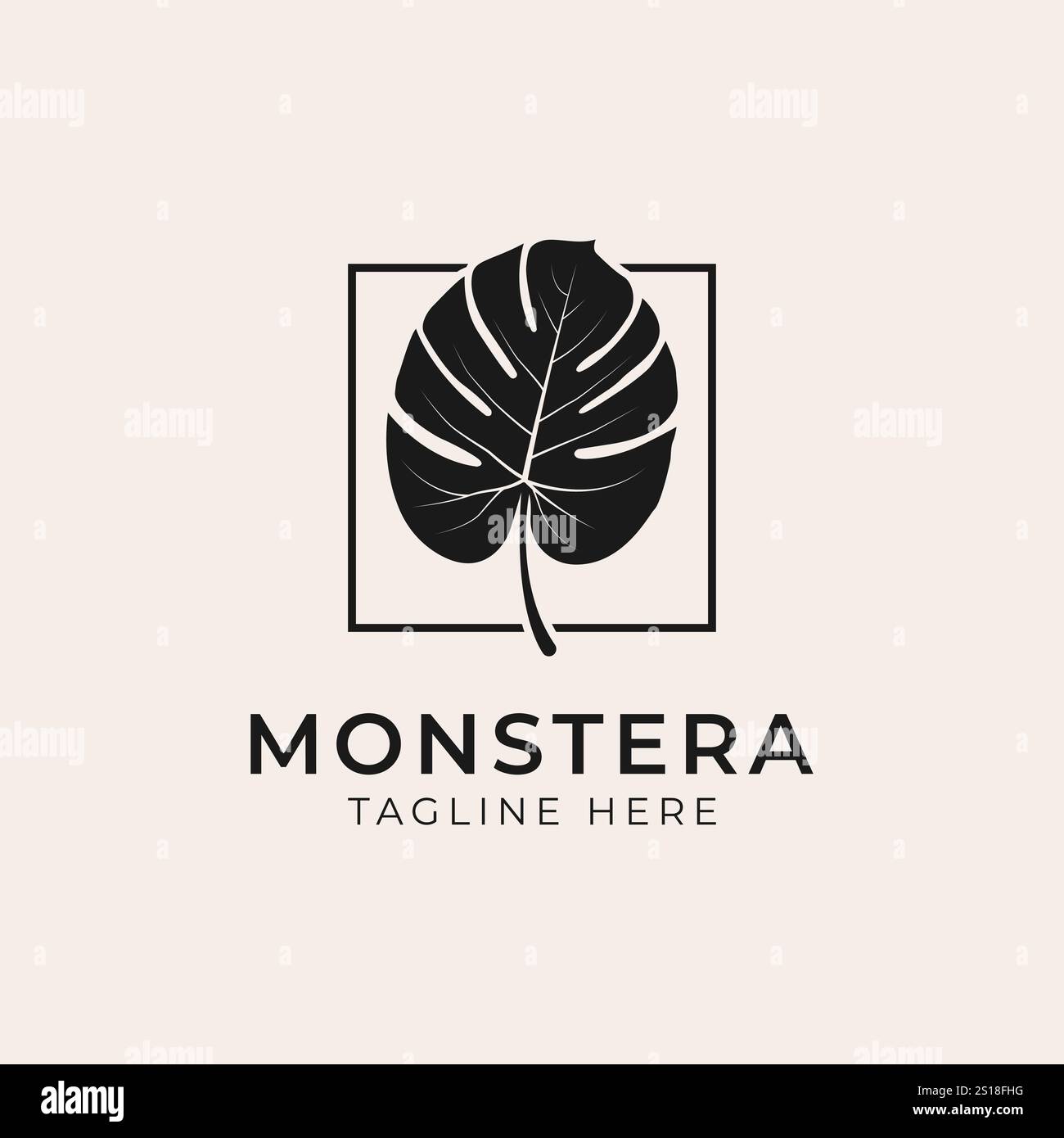 Tropische Pflanzen hinterlassen Logo. Monstera Leaves Logo-Design. Vektorabbildungen. Stock Vektor