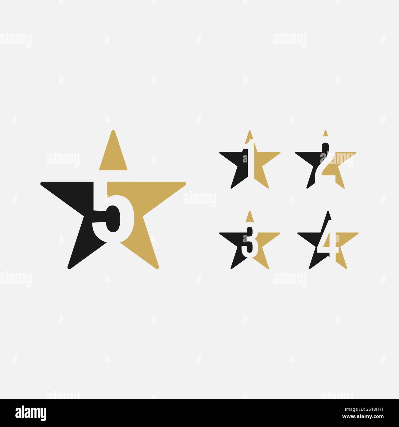 Set Number 1,2,3,4,5 Star Logo Vorlage Stock Vektor