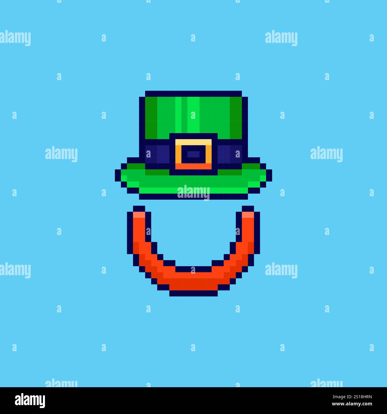 Pixel Art St Patrick Day hat and Beard Game Asset Design Stock Vektor