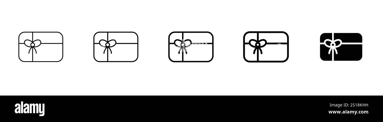 Set 5 Geschenkkarten-Symbole 1 ungelöster Vektor 1 Silhouette, Geschenkkarten-Symbol-Set, Geschenkgutschein-Vektor-Sammlung, besonderes Geschenk-Symbol Stock Vektor