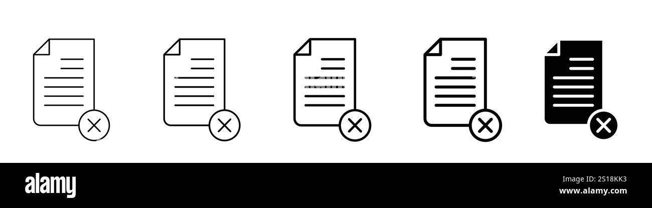 Set 5 Dokumentsymbole entfernen 1 ungelöster Vektor 1 Silhouette, Dateizeilensymbole in grüner Farbe Papier PDF Stift Dokument Checkliste Seite Bild Blatt Kopie Stock Vektor