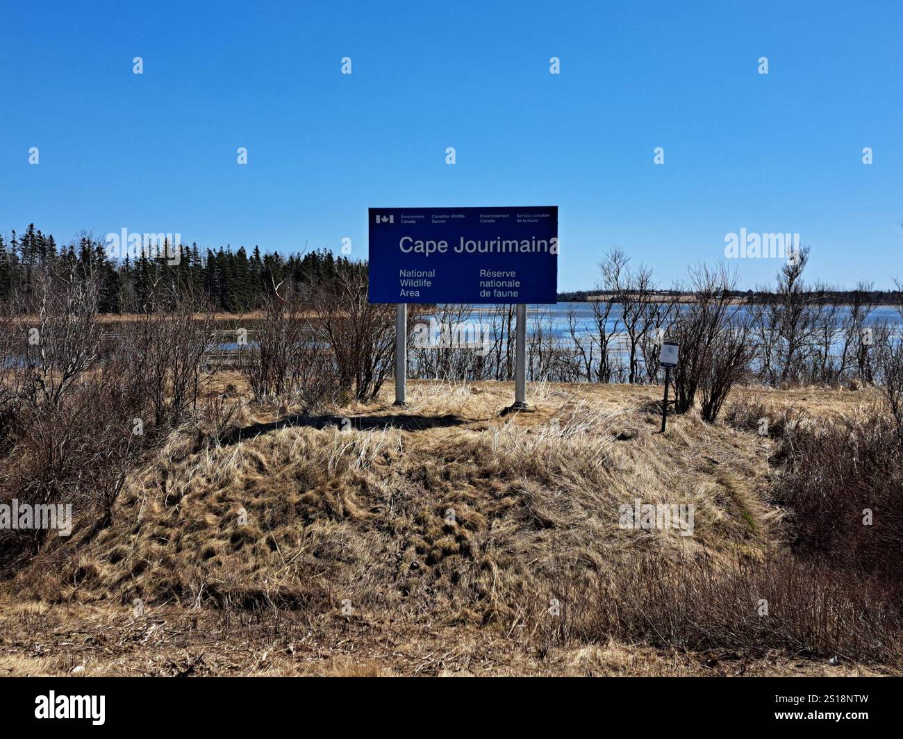 Schild für das National Wildlife Area in Cape Jourimain, New Brunswick, Kanada Stockfoto