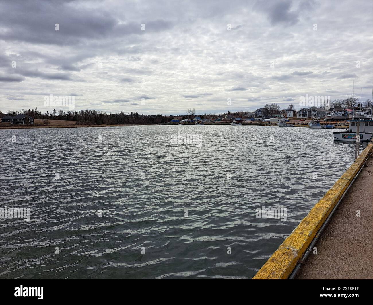 Blick auf das Wasser von der Promenade in North Rustico, Prince Edward Island, Kanada Stockfoto