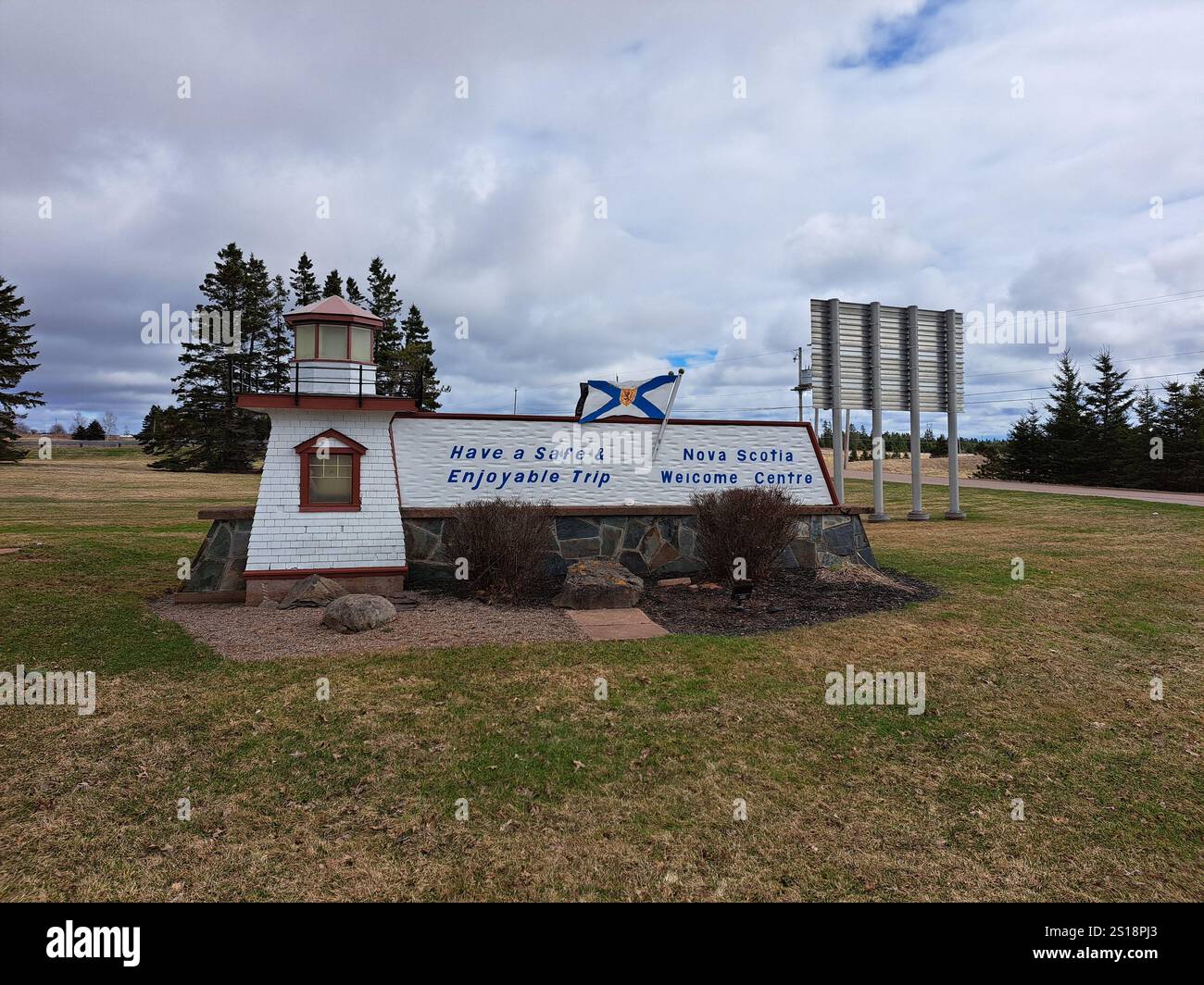 Willkommen im Schild für die Provinz Nova Scotia an der Grenze zwischen Nova Scotia und New Brunswick in Amherst, Nova Scotia, Kanada Stockfoto