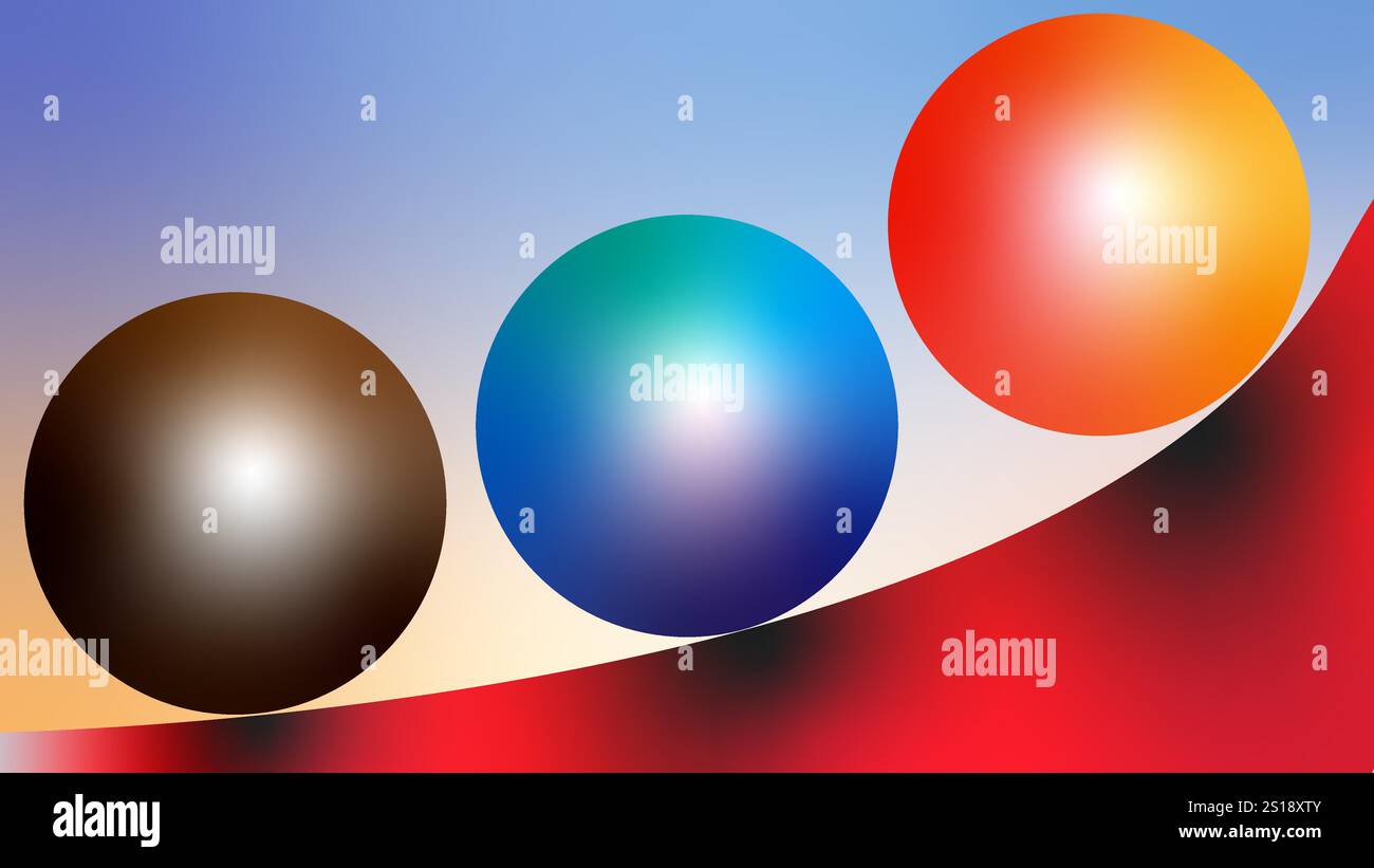 Abstrakte Hintergrundtapete mit orangefarbenen blauen und braunen Kugeln Stock Vektor