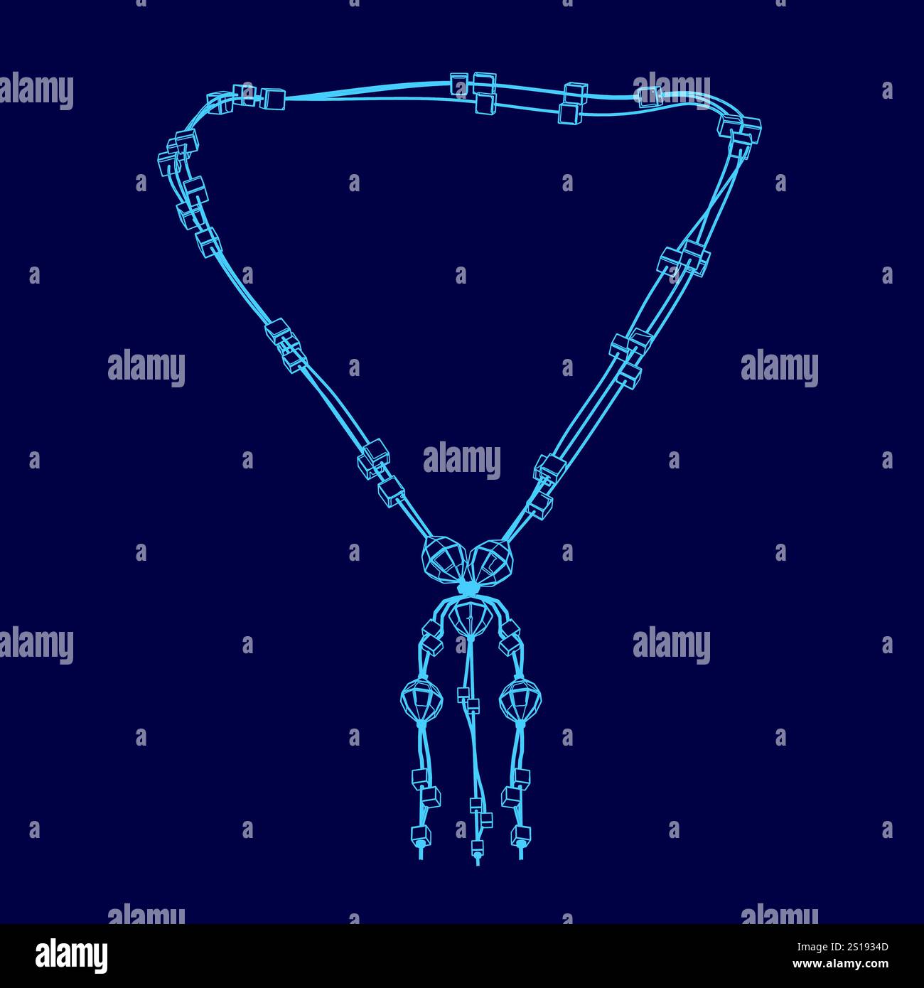 Blaue Halskette mit Anhänger. Die Halskette besteht aus Perlen und hat einen Anhänger Stock Vektor