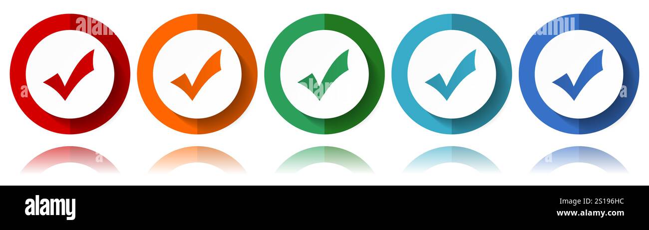 Akzeptieren, aktivieren Sie Vektorsymbole, flache Symbolsätze für Logo-Design, Webdesign und mobile Anwendungen, farbenfrohe Web-Buttons in eps 10 Stock Vektor