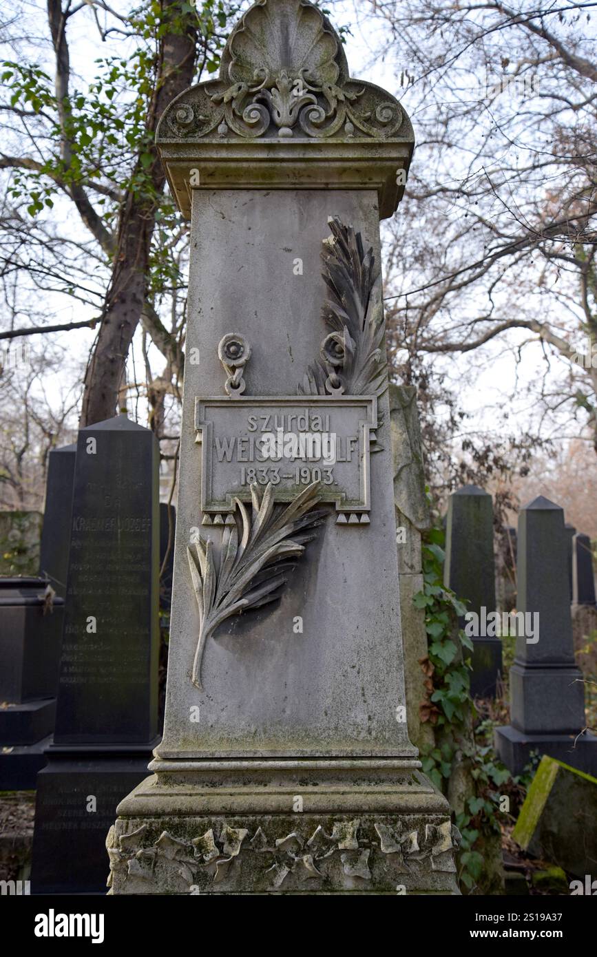 Jüdischer Friedhof in der Salgotarjani-Straße, Budapest, Ungarn, Dezember 2022 Stockfoto