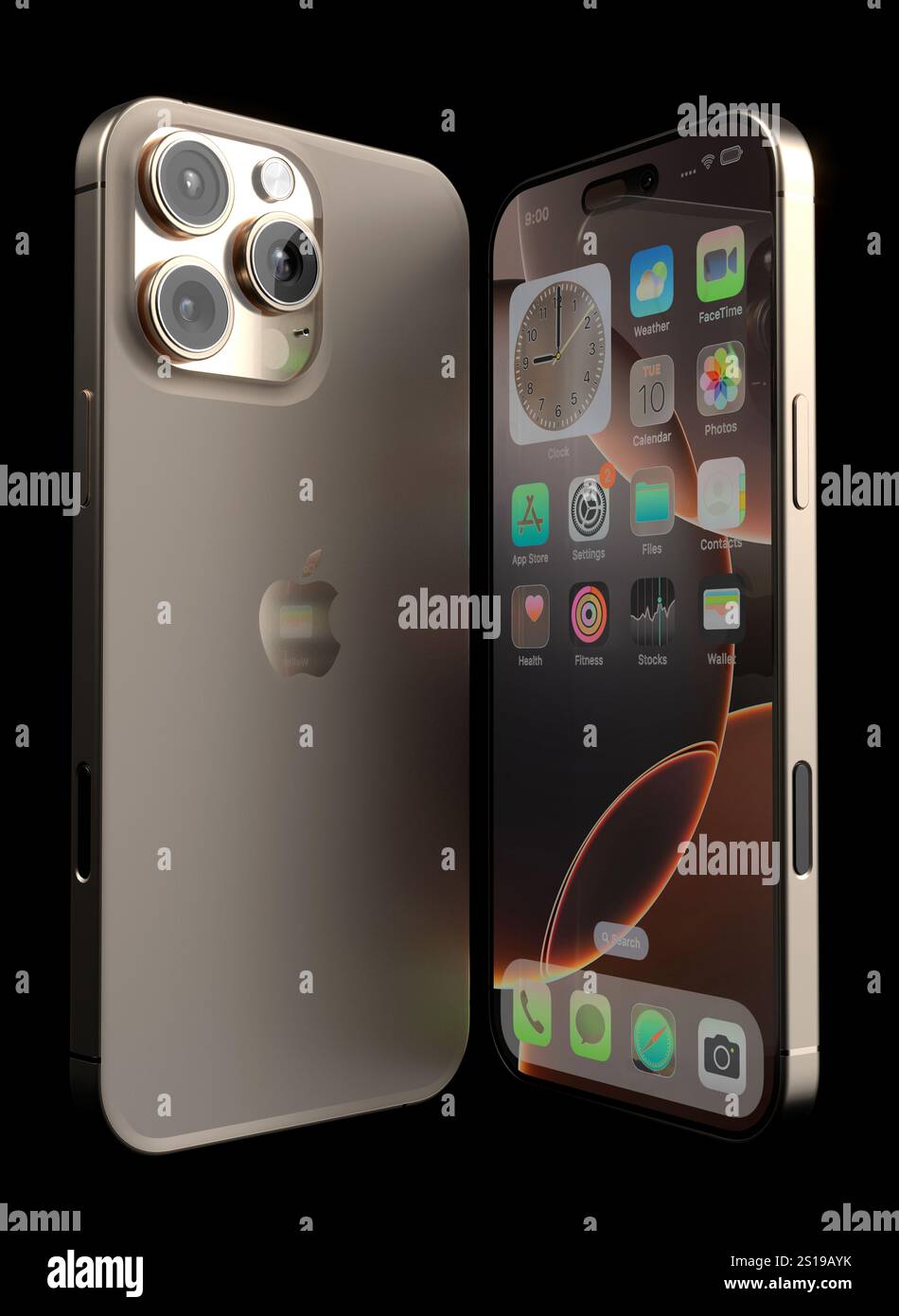 Hochwertiges Rendering des iPhone 16 Pro Stockfoto