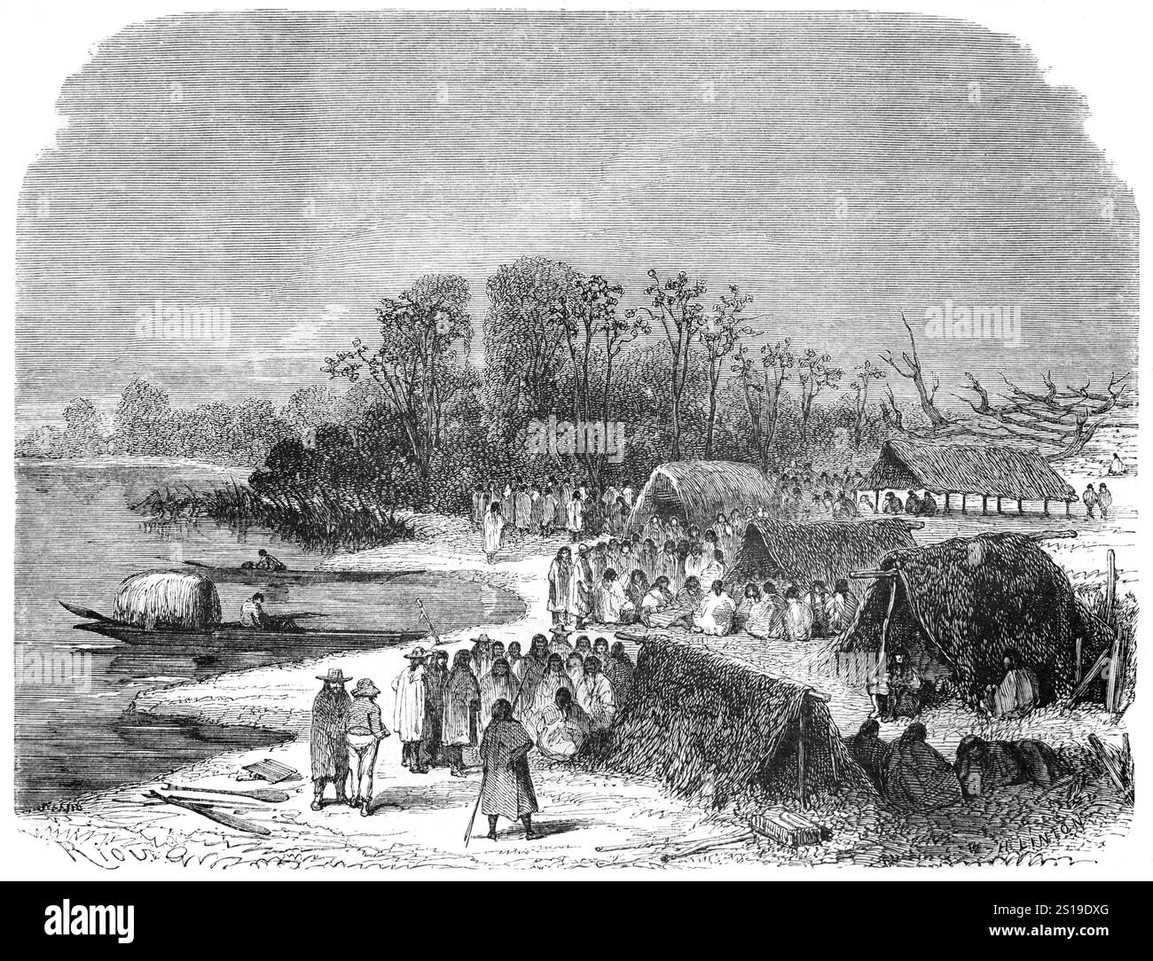 Christliche Mission oder Missionare in Santa Rosa Peru Südamerika. Vintage oder historische Gravur oder Illustration 1864 Stockfoto