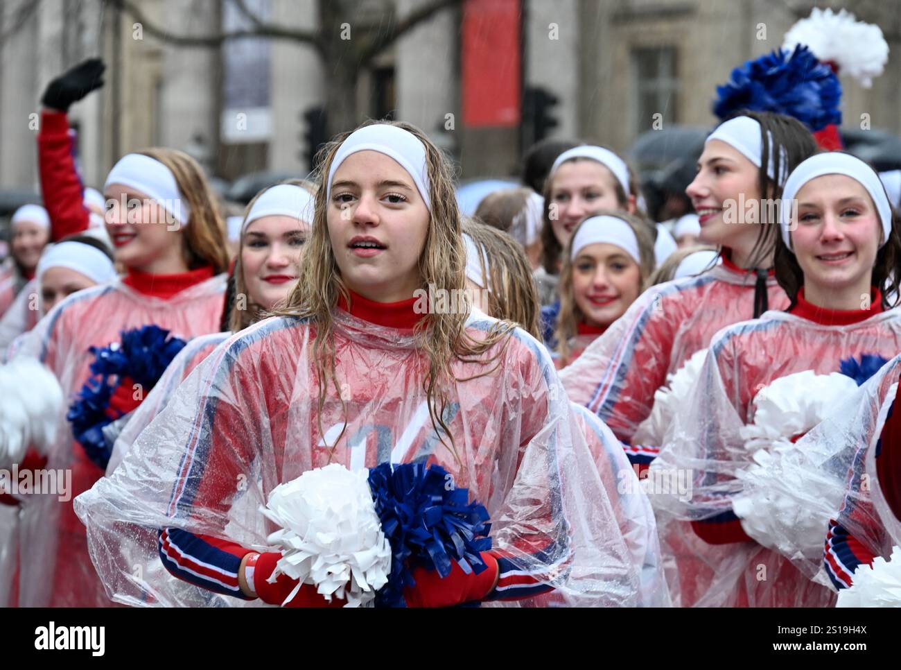 Varsity Spirit Cheerleader, London Neujahrsparade, London, Großbritannien Stockfoto