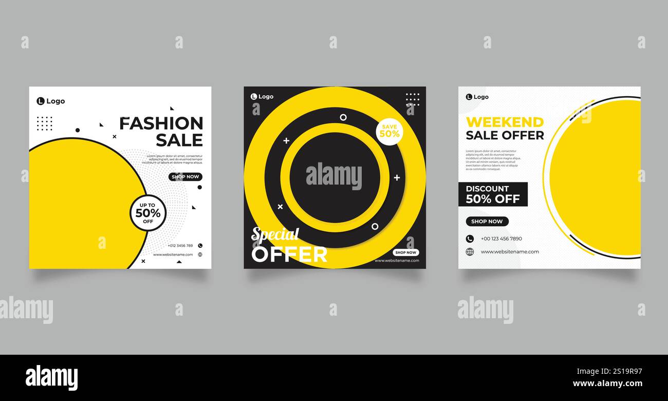 Bearbeitbarer Satz von Instagram Post Design. Vorlage für Social-Media-Beiträge für SUPER-SALE. Große Verkaufsförderung in sozialen Medien Instagram-Post. Stock Vektor