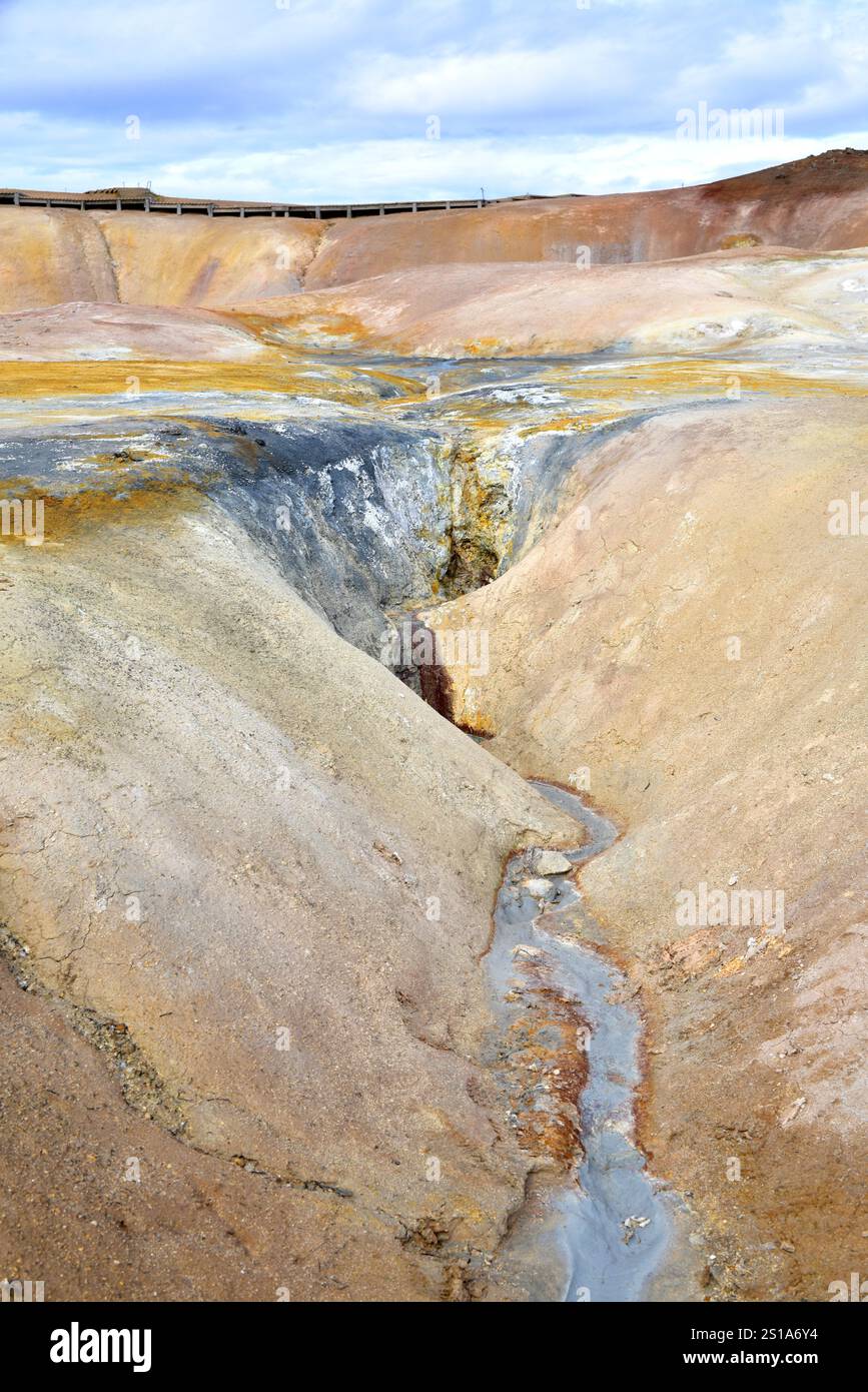 Vulkan Leirhnjukur, Krafla, Myvatn, Island. Stockfoto