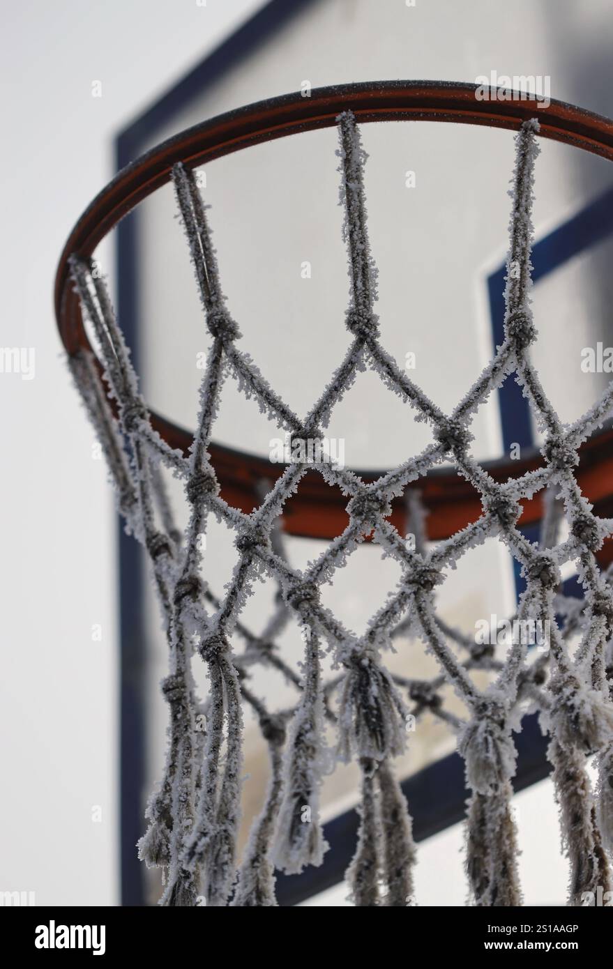 Basketballkorb und NetzNahaufnahme Stockfoto