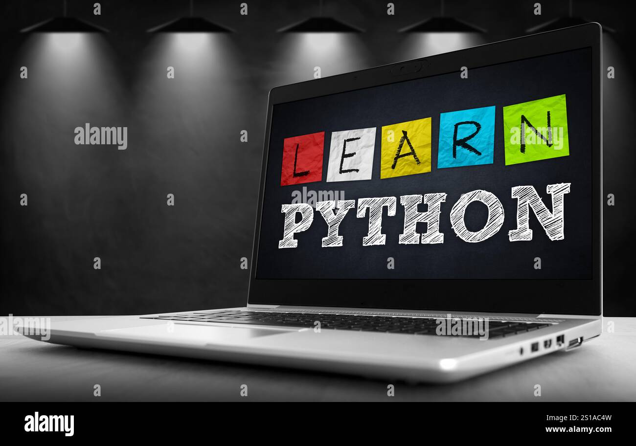 Lernen Sie die Python-Programmierung kennen Stockfoto