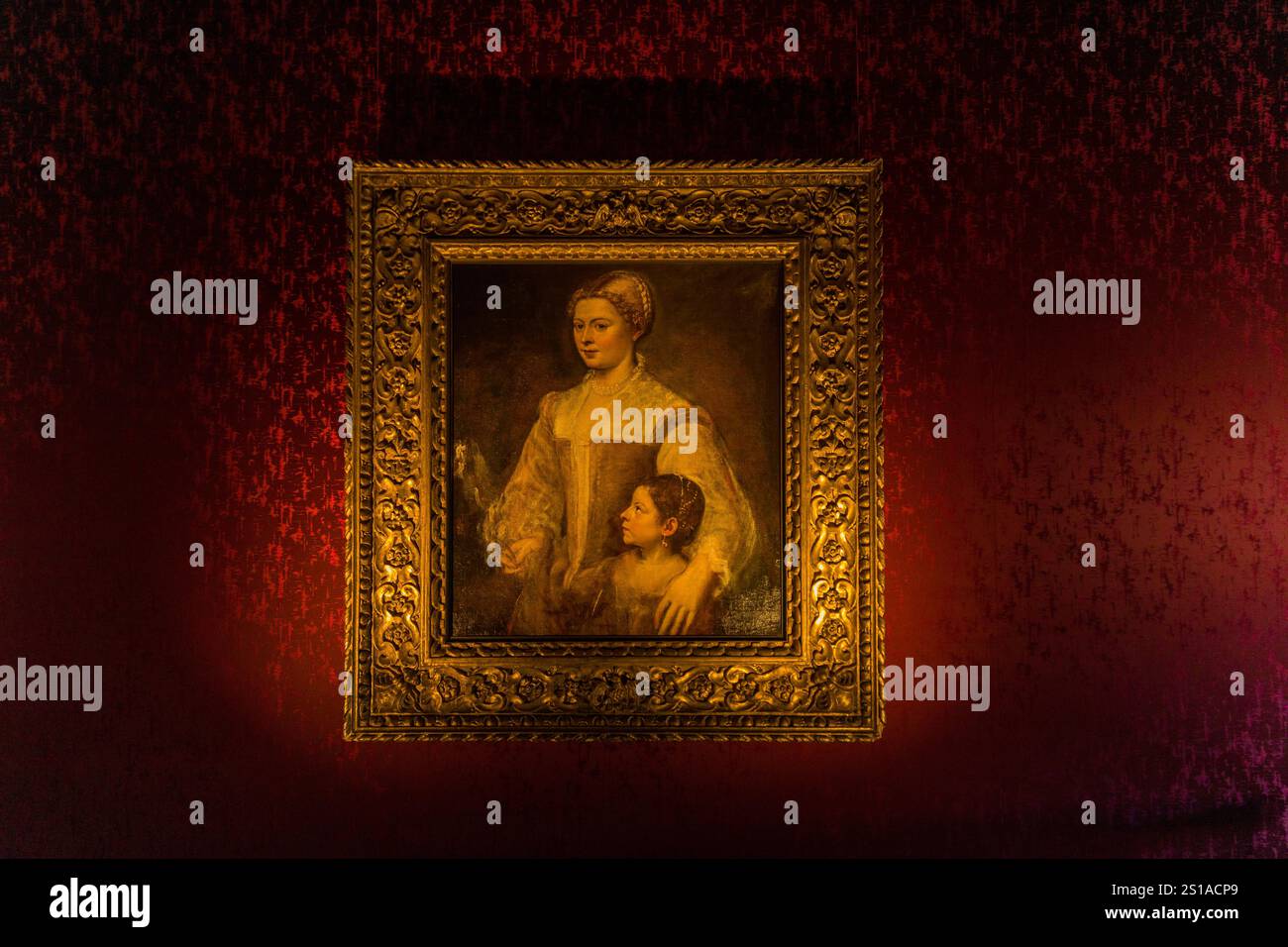 Italien, Venetien, Venedig, UNESCO-Weltkulturerbe, Dogenpalast, Porträt einer jungen Frau und ihrer Tochter von Tizian (1562) Stockfoto