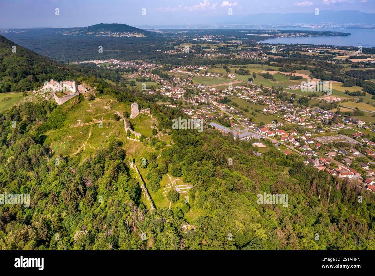 Frankreich, Haute Savoie (74), Chablais, Genfersee, Château-Neuf und Château-Vieux (Luftaufnahme) Stockfoto
