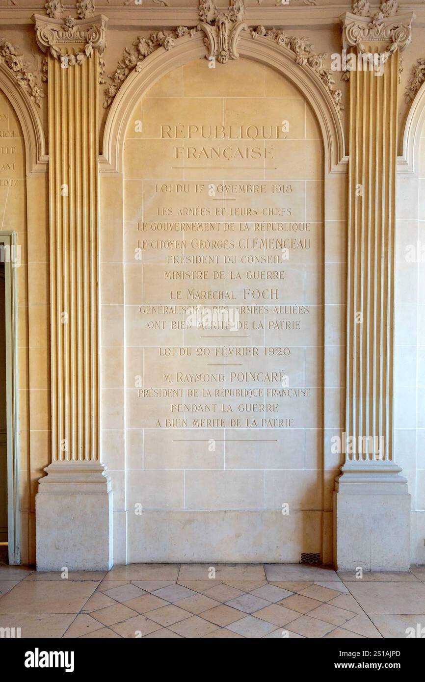 Frankreich, Meurthe-et-Moselle, Nancy, Platte, die das Gesetzbuch vom 17. November 1918 mit dem Ziel reproduziert, eine nationale Hommage an die A zu zahlen Stockfoto