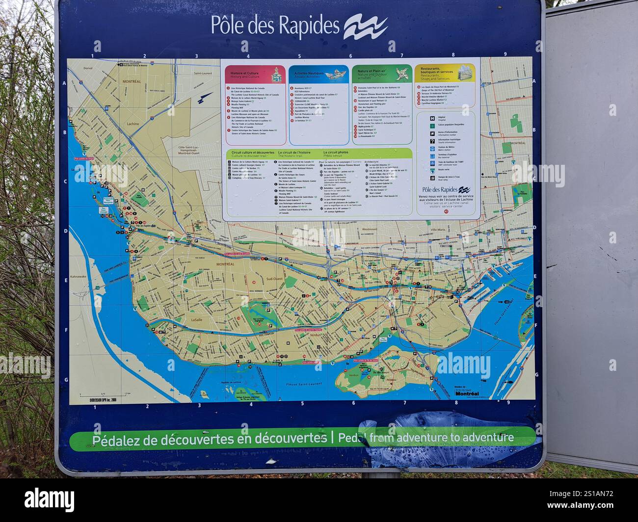 Informationsschild am Rapids Park in LaSalle, Montreal, Quebec, Kanada Stockfoto