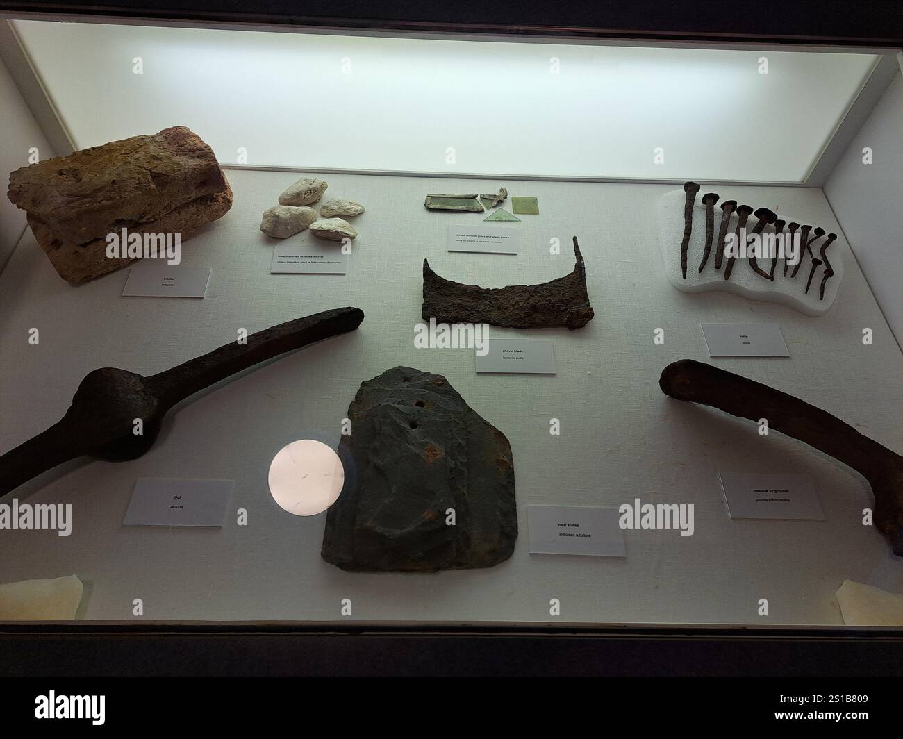 Nägel- und Dachschieferpräsentation im Besucherzentrum der Colony of Avalon an der Pool Road in Ferryland, Neufundland und Labrador, Kanada Stockfoto