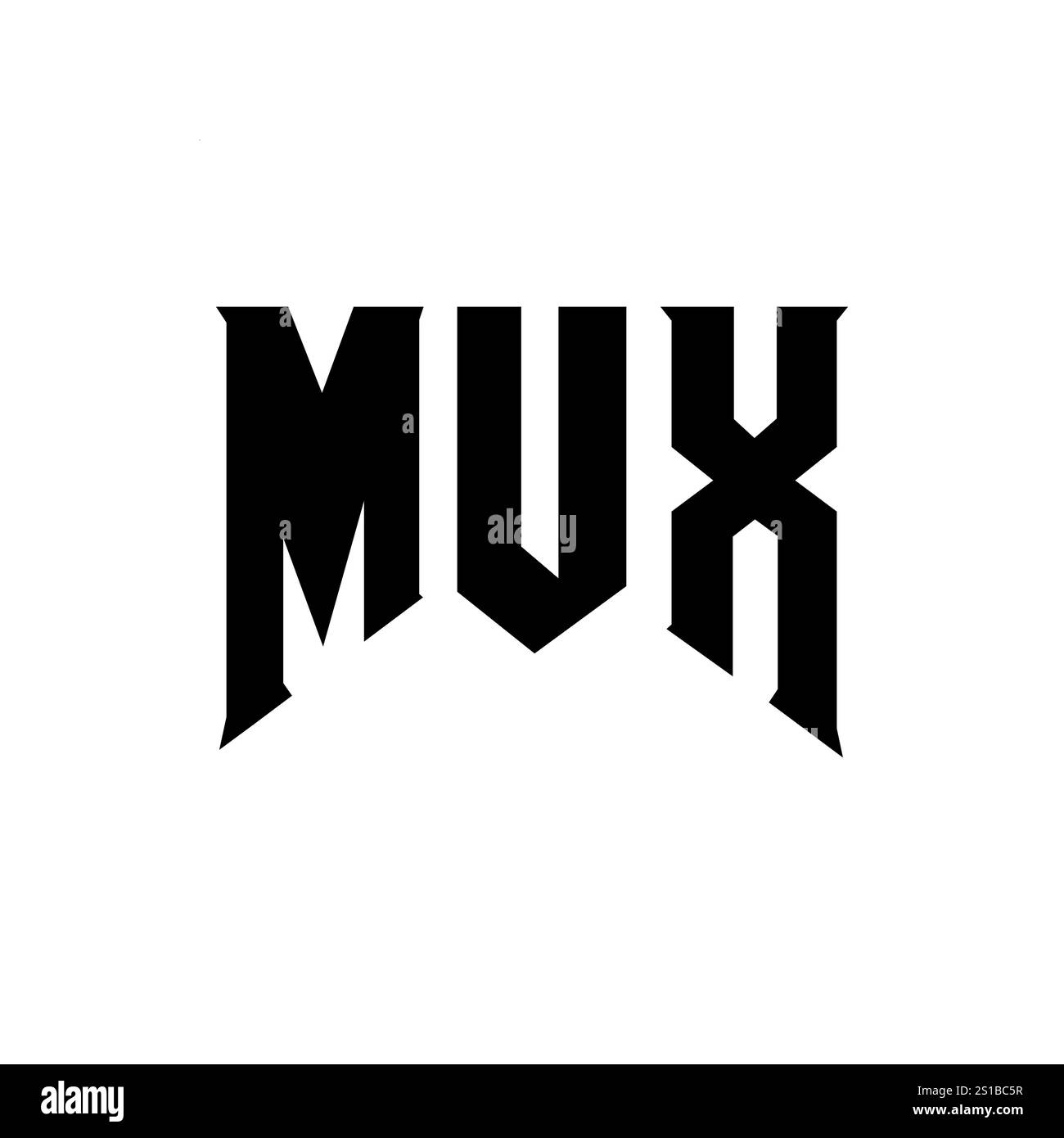 MUX-Letter-Logo für Technologieunternehmen. MUX-Logo-Design in Schwarz-weiß-Farbkombination. MUX-Logo, MUX-Vektor, MUX-Design, MUX-Symbol, MUX-Alph Stock Vektor