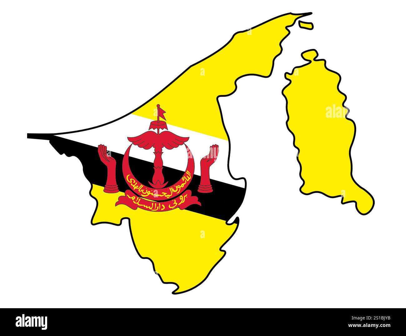 Brunei-Flagge mit Umrandung Stockfoto
