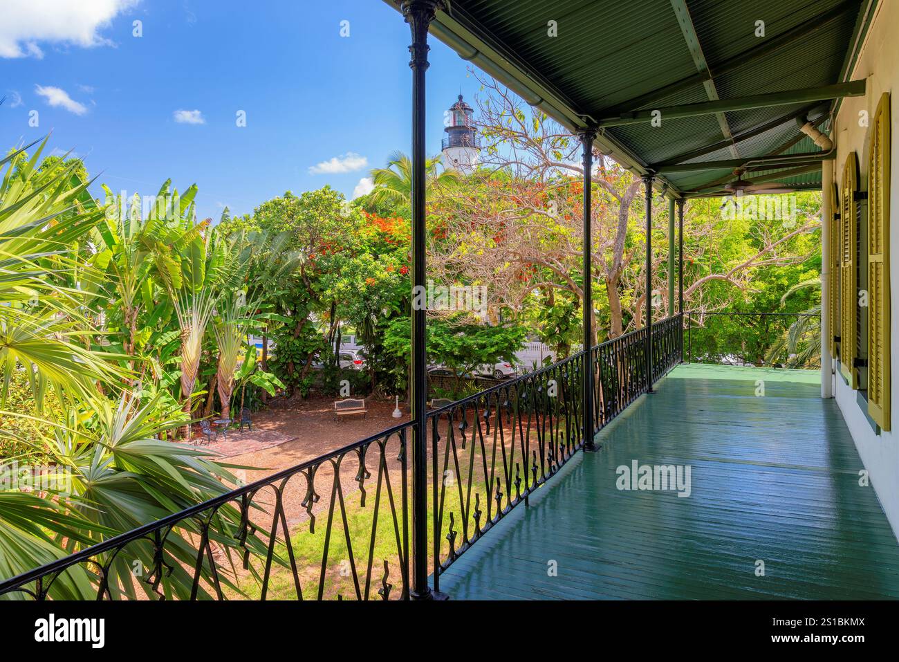 Blick von der Veranda der Villa of Ernest Hemingway, Key West, Florida Stockfoto