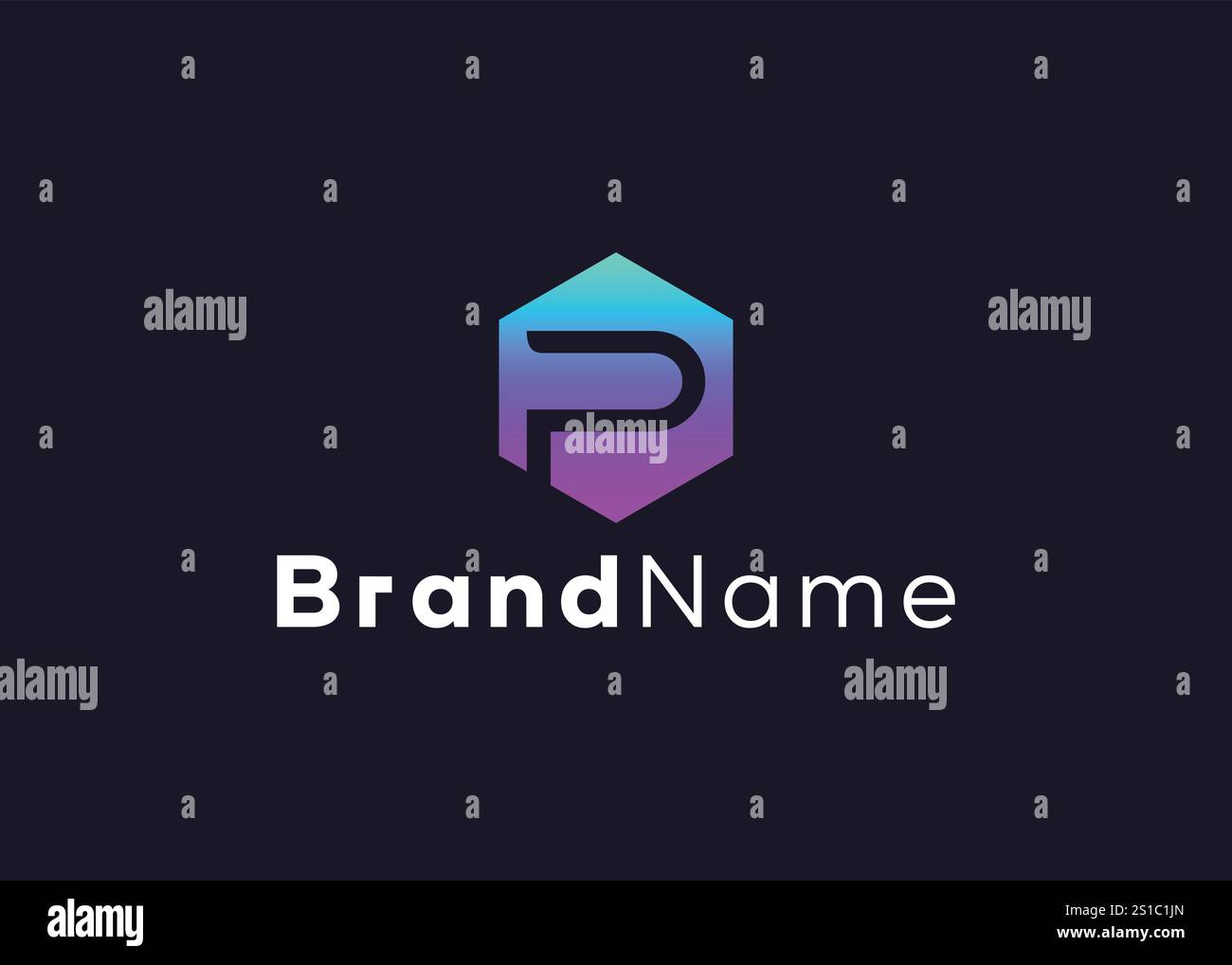 Minimalistisches Logo mit Letter P-Technologie Stock Vektor