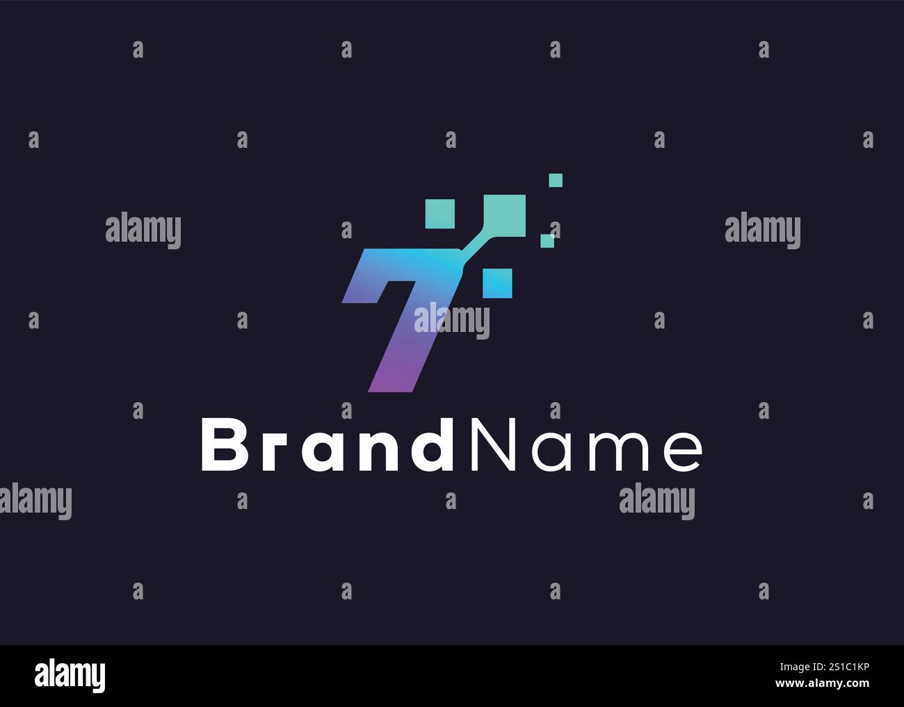 Minimalistisches Logo mit Letter Sieben-Technologie Stock Vektor