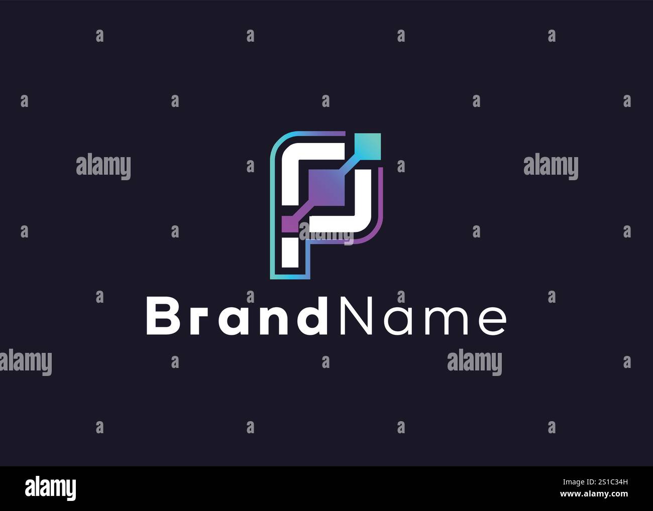 Minimalistisches Logo mit Letter P-Technologie Stock Vektor